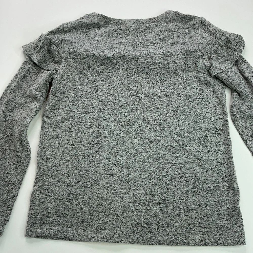 OshKosh Grey Knit Ruffle Top Kids Size 7 Long Sleeve Heathered GCL15234-AD-R